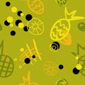 Seamless abstract pattern with pineapples contour Royalty Free Stock Photo